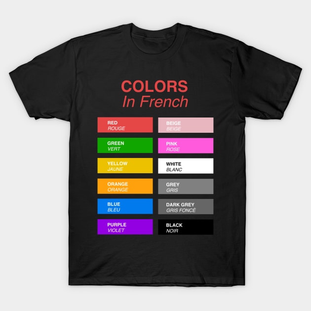 French Colors - Colors in French T-Shirt by Hidden Verb